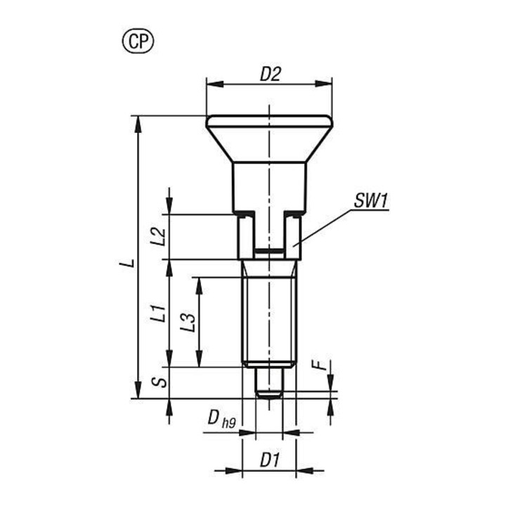 KIPP Goupille d'arrêt ECO M06 D=3 Forme CP avec rainure de verrouillage Taille 9