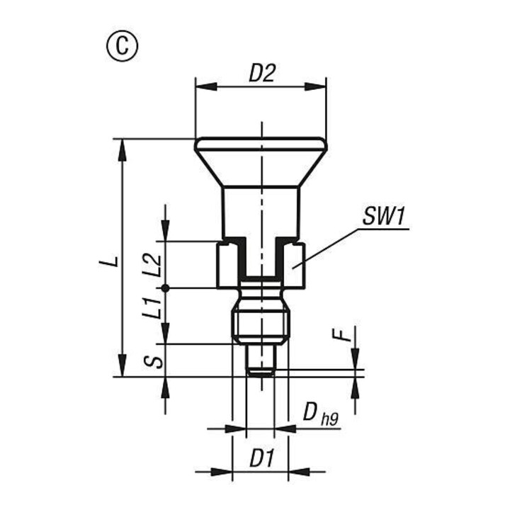 KIPP Goupille d'arrêt ECO version courte Gr. 0 D1=M06 D=4 Forme C M