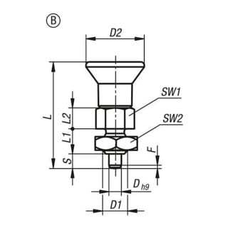 KIPP Goupille d'arrêt ECO version courte Gr.0 M6x0,75 D4mm