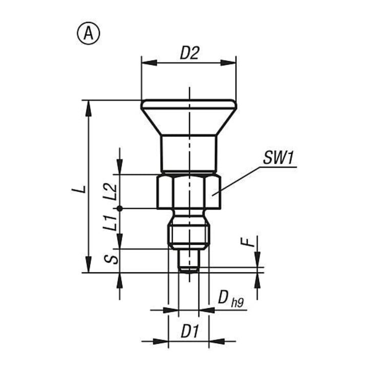 KIPP Goupille d'arrêt ECO version courte Gr.0 M6x0,75 D4mm