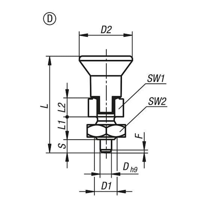 KIPP Goupille d'arrêt ECO version courte Gr. 1 D1=M08X1 D=5 Forme D