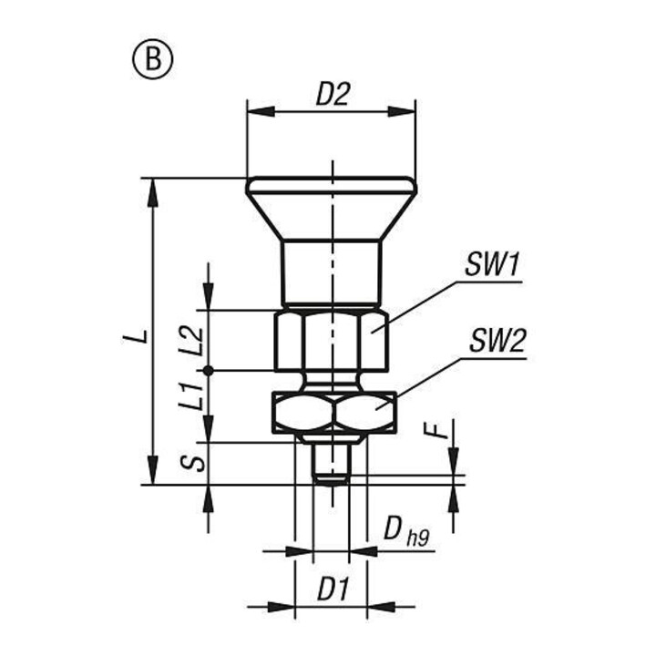 KIPP Goupille d'arrêt ECO version courte Gr. 9 D1=M06x0,75 D=3