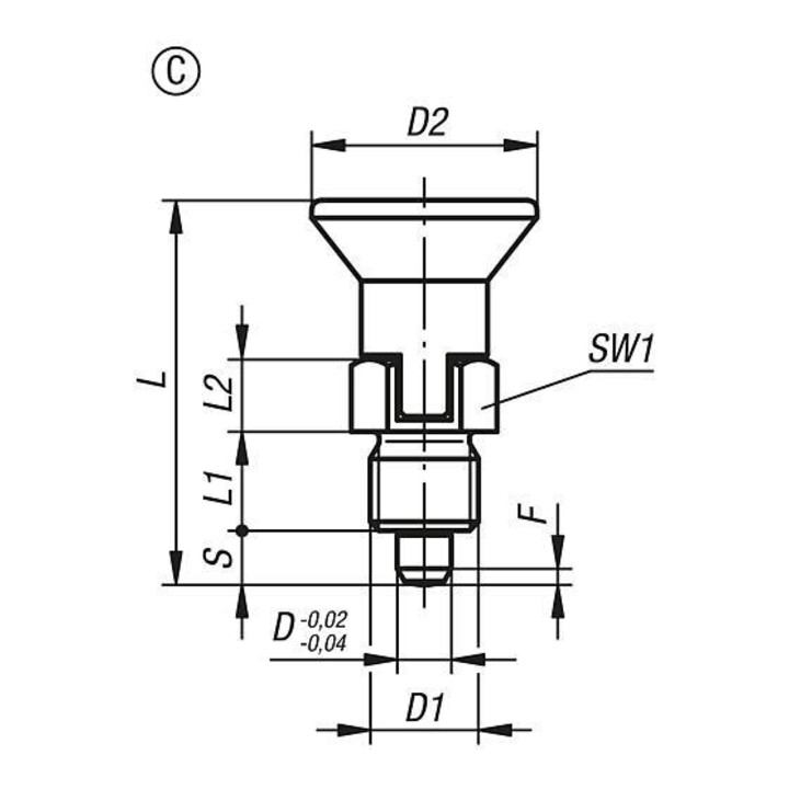 KIPP Goupille d'arrêt M10x1 5 mm forme C exécution courte