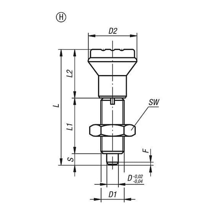 KIPP Goupille d’arrêt M16x1,5 forme H acier inoxydable trempé comp.