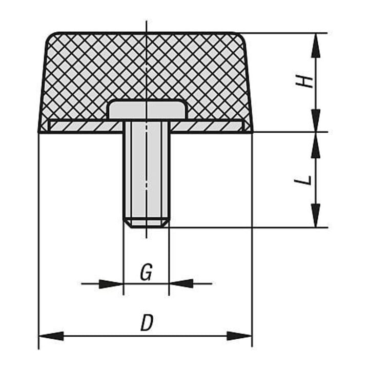KIPP Gummipuffer konisch Außengewinde M12 x 37 Stahl Elastomer Naturkautschuk