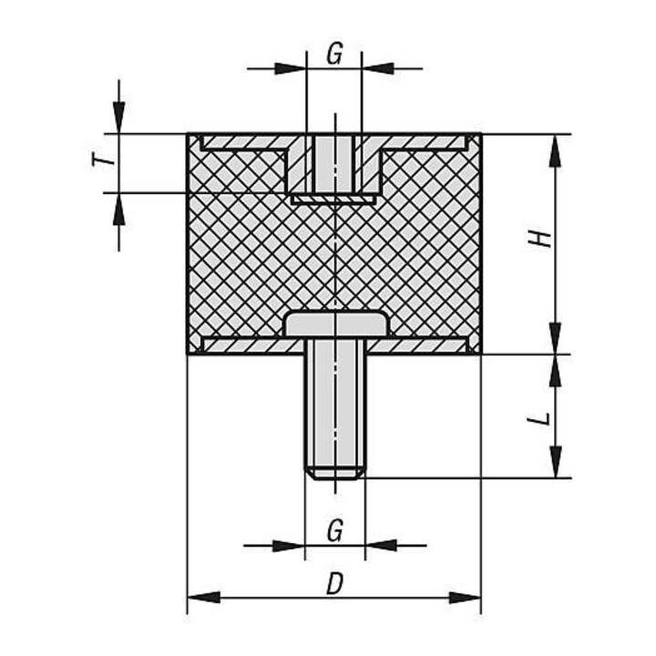 KIPP Gummipuffer Typ B M08x23 Ø40 H30 Stahl Elastomer
