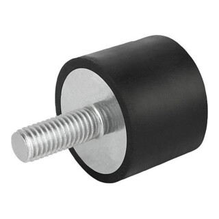 KIPP Gummipuffer Typ DS Saugfuß Außengewinde M10x28 Stahl Elastomer