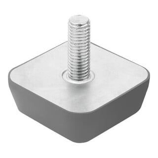 KIPP Gummipuffer Viereckig Außengewinde M12x23 Ø 80mm Edelstahl A4 1.4401
