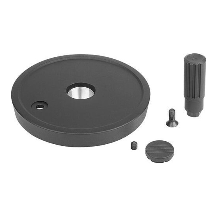 KIPP Handrad D1=125 Form B mit Querbohrung D2=12 Aluminium schwarz