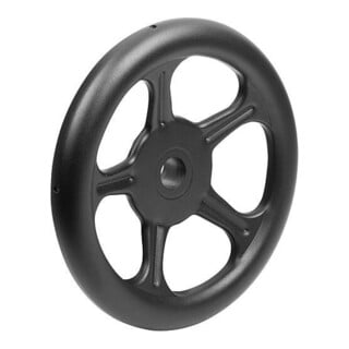 KIPP Handrad Passbohrung D1=400 D2=30H9 Form C 5-Speichen Stahl schwarz pulverbeschichtet