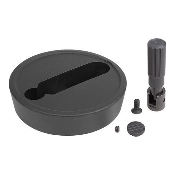 KIPP Handwiel D1=100 Vorm A Doorlopende boring Dwarsboring Aluminium Zilver