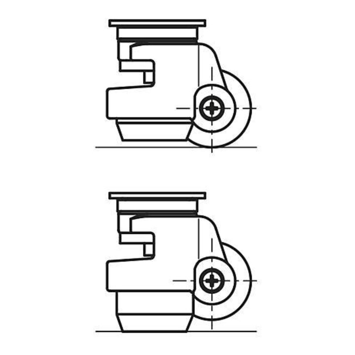 KIPP Heberolle met vergrendelingssysteem D=45 B=18 H=72 polyamide