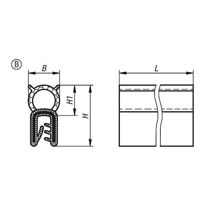 KIPP Kantbeschermings- en afdichtprofiel 50000 x 11 x 22 mm EPDM zwart 50 meter