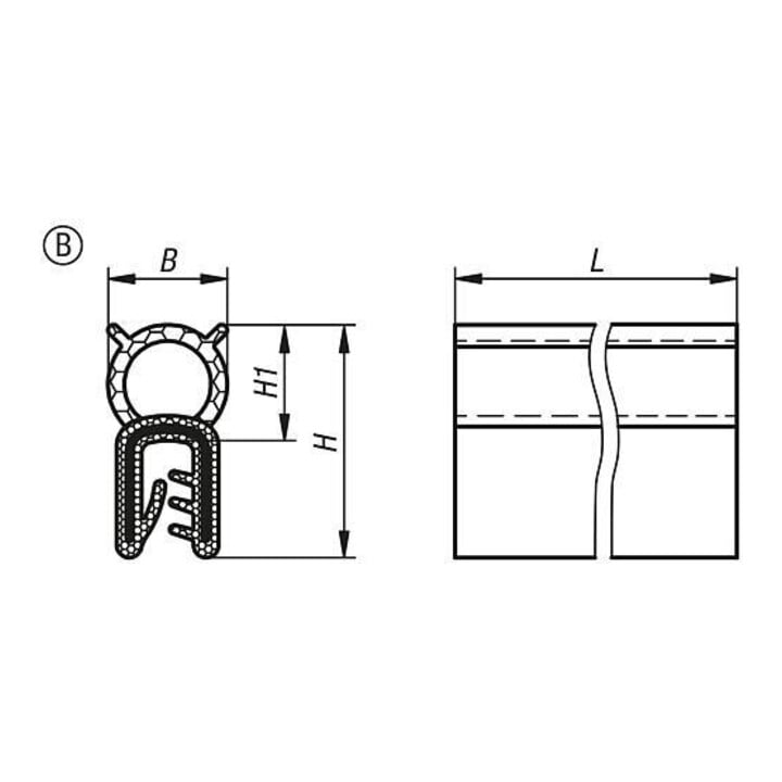 KIPP Kantenschutz-Dichtprofil 10000 x 11 x 22 mm EPDM schwarz 10 Meter
