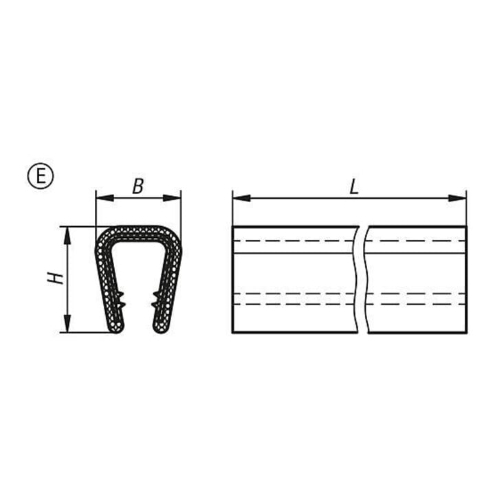 KIPP Kantenschutzprofil 50000 x 12 x 15 PVC schwarz Form E ohne Dichtung