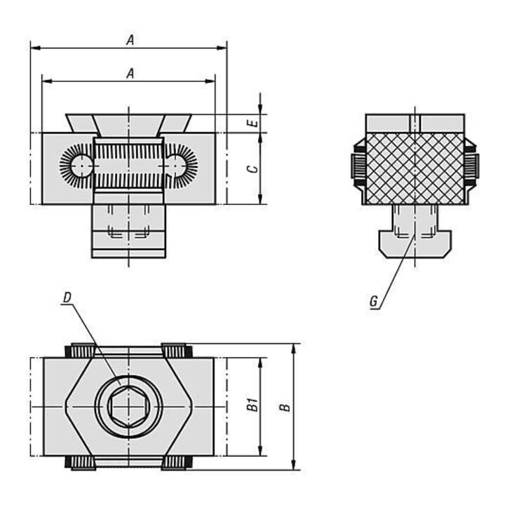 KIPP Keilspanner B 41 Bearbeitungszugabe Gewindebohrung M12 Werkzeugstahl