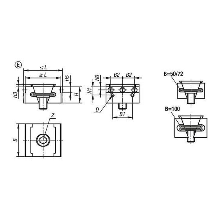 KIPP Keilspanner doppelseitig Form E M12 Einsatzstahl gehärtet B 50