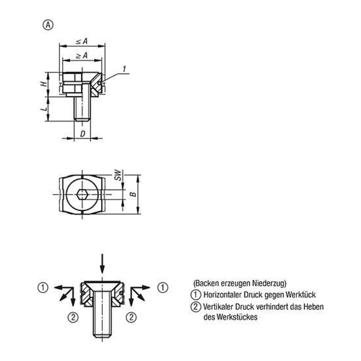 KIPP Keilspanner glatt Form A M06x16 L9,3 Stahl gehärtet