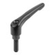 KIPP Klemmhebel Gr.3 M08 x 15 zink zwart RAL9005 zijdeglans staal bruineren