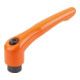 KIPP Klemmhebel Gr. 5 M12 Zink orange RAL2004 seidenmatt Stahl brüniert