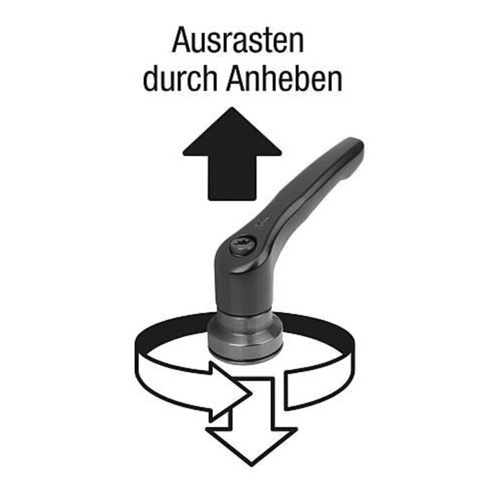 KIPP Klemmhebel mit Spannkraftverstärker Gr.3 M10x15 Zink gelb RAL1021 Strukturma.