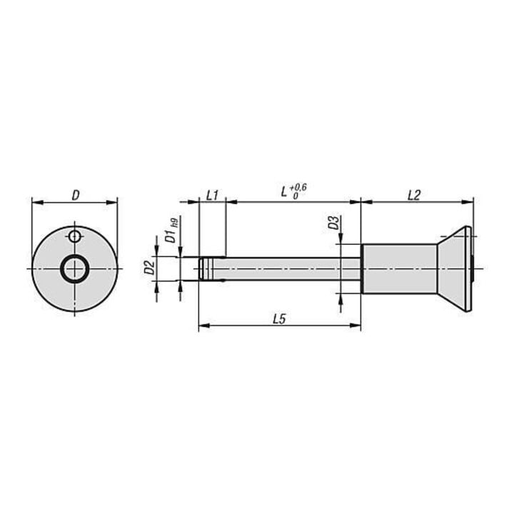 KIPP Kogelsperrpen met paddenstoelgreep 6 mm 25 mm roestvrij staal 1.4542