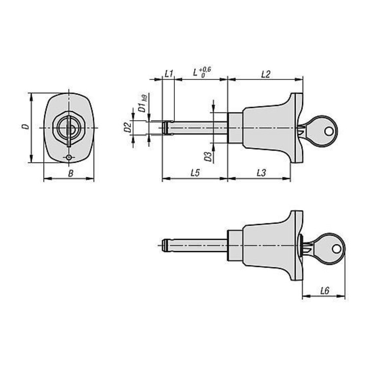 KIPP Kugelborgpen afsluitbaar D1=16 L=80 RVS 1.4305