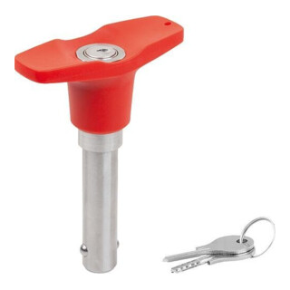 KIPP Kugelborgpen afsluitbaar T-greep Ø16 L80 roestvrij staal 1.4305