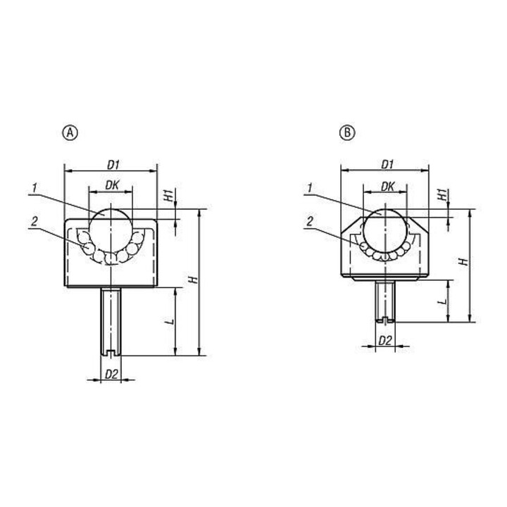 KIPP Kugelrolle Mini D2=M06x15 Form A Stahl Stahl