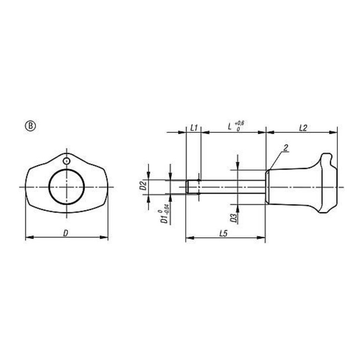KIPP Kugelsperrbolzen mit Pilzgriff Form B Kunststoffbund Ø6mm L30mm