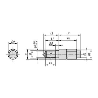KIPP Kugelsperrbolzen ohne Kopf D1=6 L1=19 Stahl vernickelt