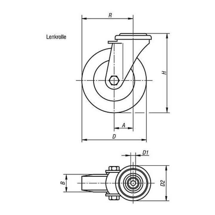 KIPP Lenkrolle D200 B50 Edelstahl für Hygienebereich