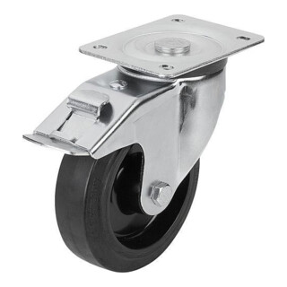 KIPP Lenkrolle mit Feststellsys Stop-Fix Ø125mm Gummi Stahlgehäuse