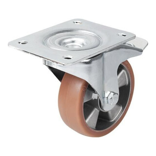 KIPP Lenkrolle mit Feststellsys Stop-Fix Ø160 B50 Polyurethan geringem Rol.