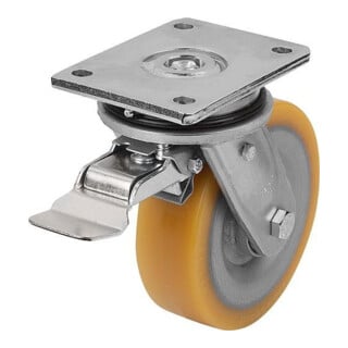 KIPP Lenkrolle mit Feststellsys Stop-Top Polyurethan D=160 B=50 Stahl