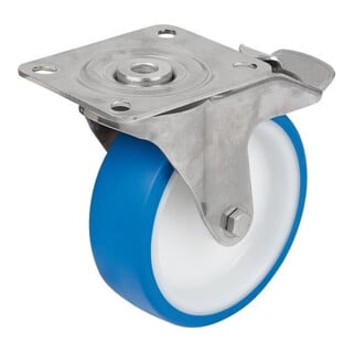 KIPP Lenkrolle mit Feststellsystem Stop-Fix Ø125 Thermoplast 1.4301 für Hyg.