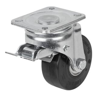 KIPP Lenkrolle mit Feststellsystem Stop-Top Stahl Gummi Ø100 B40