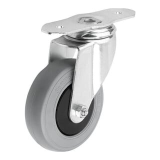 KIPP Lenkrolle ohne Feststellsystem Form B Ø125 x 32mm Gummi Stahl