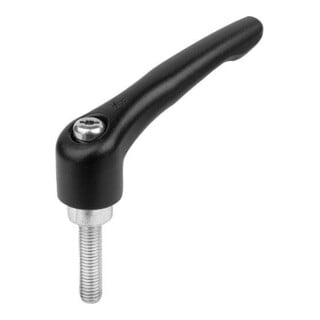 KIPP Levier de serrage GR.2 M10x20 zinc noir RAL9005 mat structuré acier bleu passivé