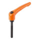 KIPP Levier de serrage Gr.4 M10 x 90 Zinc orange RAL2004 satin acier brunifié