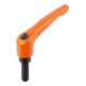 KIPP Levier de serrage Gr.4 M12x50 zinc orange RAL2004 satin acier brunissé