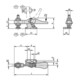 KIPP Mini serre-joint à pied horizontal F1=250 avec vis de pression réglable M05x20