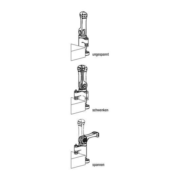 KIPP Mini-serre-joint pivotant gauche en acier allié brunissage X=22,4