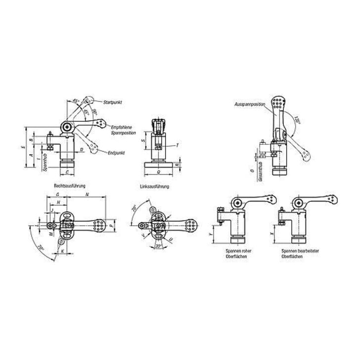 KIPP Mini-serre-joint pivotant gauche en acier allié brunissage X=22,4