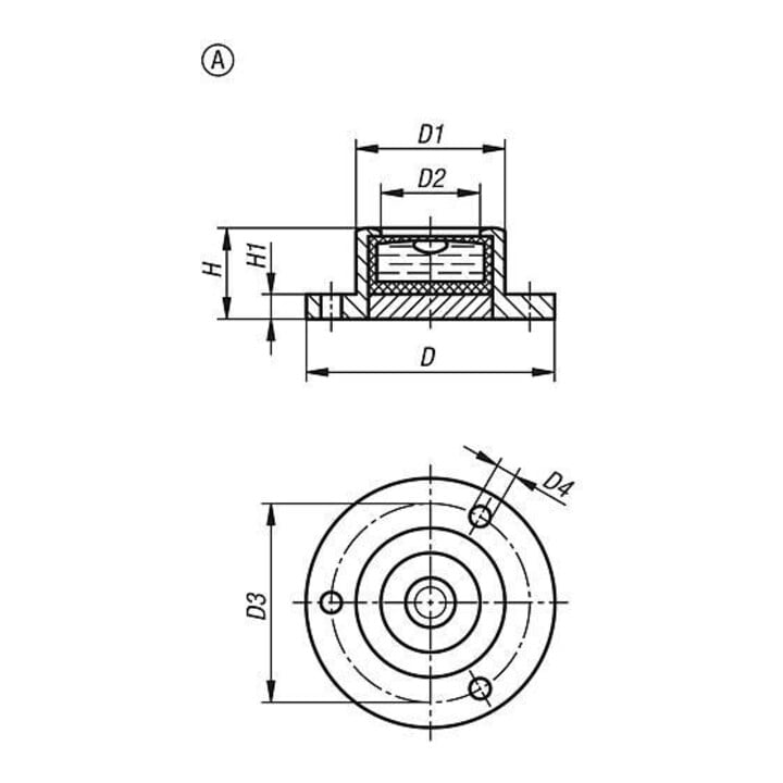 KIPP Niveau à bulle D1=18 H=11 Laiton Polyamide