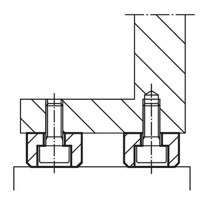 KIPP Pied D=25 D1=9 H=16 Acier trempé et brunifié