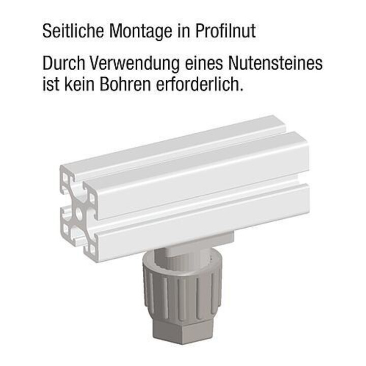 KIPP Pied réglable en hauteur pour profilés en aluminium A=30 I=30 M08 H=35-50