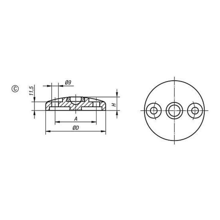 KIPP Plateau inox Forme C Ø 120