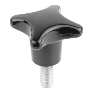 KIPP Poignée croisée M08x45 D1=40 H=25 Forme L Duroplast noir brillant poli