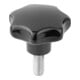 KIPP Poignée étoile similaire DIN6336 M08x35 D1=40 H=25 Forme L Duroplast noir
